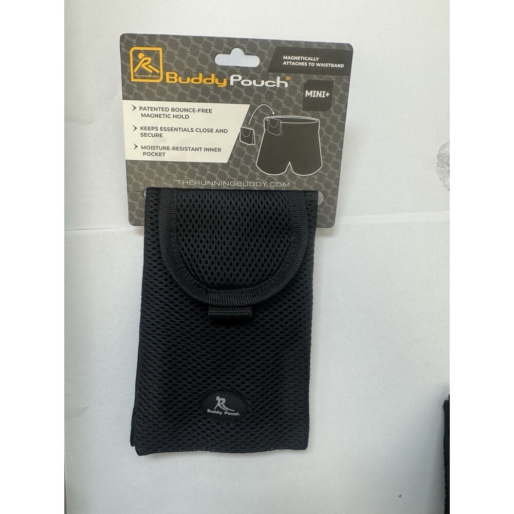 Buddy Pouch Mini+ Magnetic Storage Pouch Black Running Walking Phone Holder